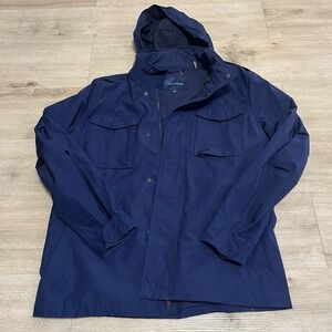 Cole Haan Mens Field Parka Jacket Water Resistant Blue Sz M Full Zip‎ Polyester